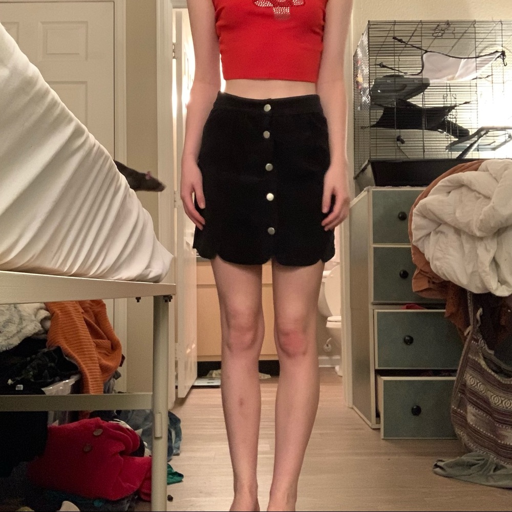 Corduroy button down black skirt